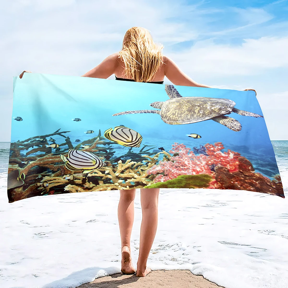 Turtles Beach Towel Microfiber   Bath  Quick Drying  Blanket Sand Proof  for Travel Sport Swim Spa