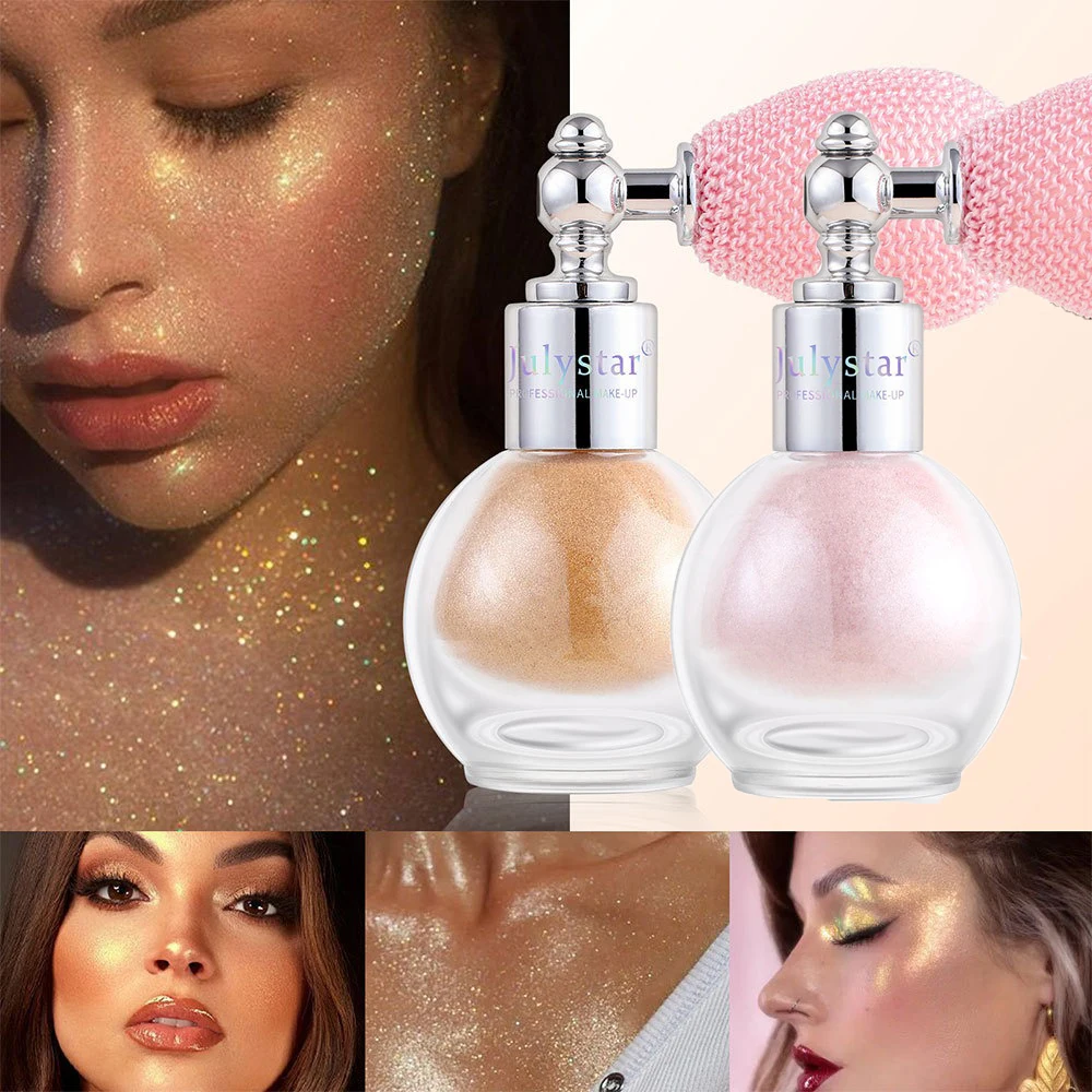 Fairy Shine Body Glitter Spray Highlighter Powder Diamond High Gloss Air Bag Powder Shiny High Light Shimmer Face Body Makeup