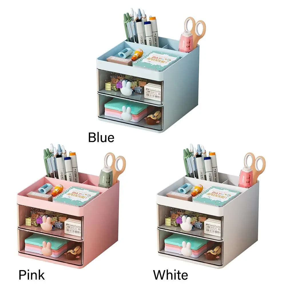 Imagem -06 - Pen Holder com Gaveta Transparente Compartimento Múltiplo Papelaria Storage Box Desktop Organizer