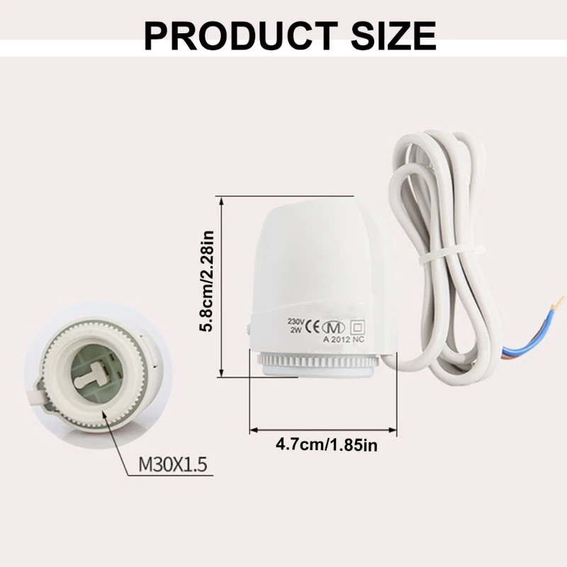 220V Normally Closed Electric Thermal Actuator 30x1.5mm Thermostatic Radiator Valves for Underfloor Heating Enduring