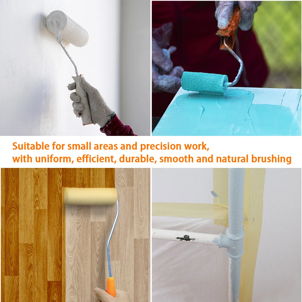 1set 10cm Sponge Paint Foam Paint Roller Sleeves Sponge Paint Foam Paint Roller Sleeves Nap with  Painting Brushes Handle  Set