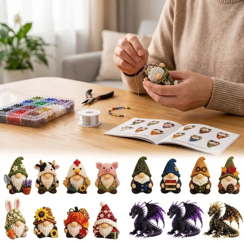 Vibrant Tube Beads 3D Beaded DIY Craft Kit Educational Dragon Bead Making Supply Colorful Nativity Animal Beaded Ornament