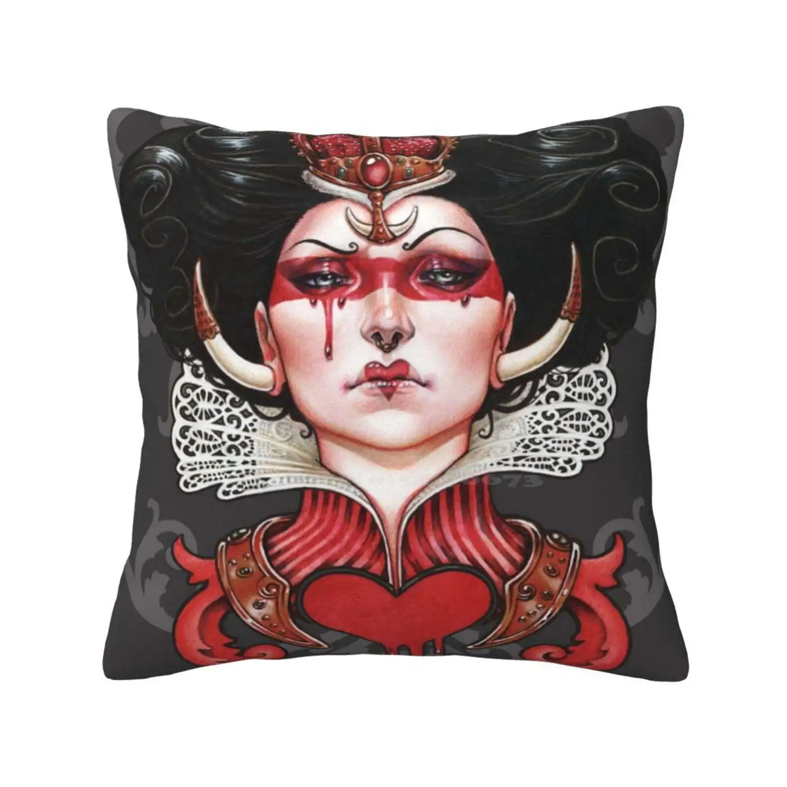 Queen Of Hearts Home Sofa Car Cushion Cover Pillowcase Queen Of Hearts Dollmaker Red Queen Pop Culture Alice In Rbvalentines