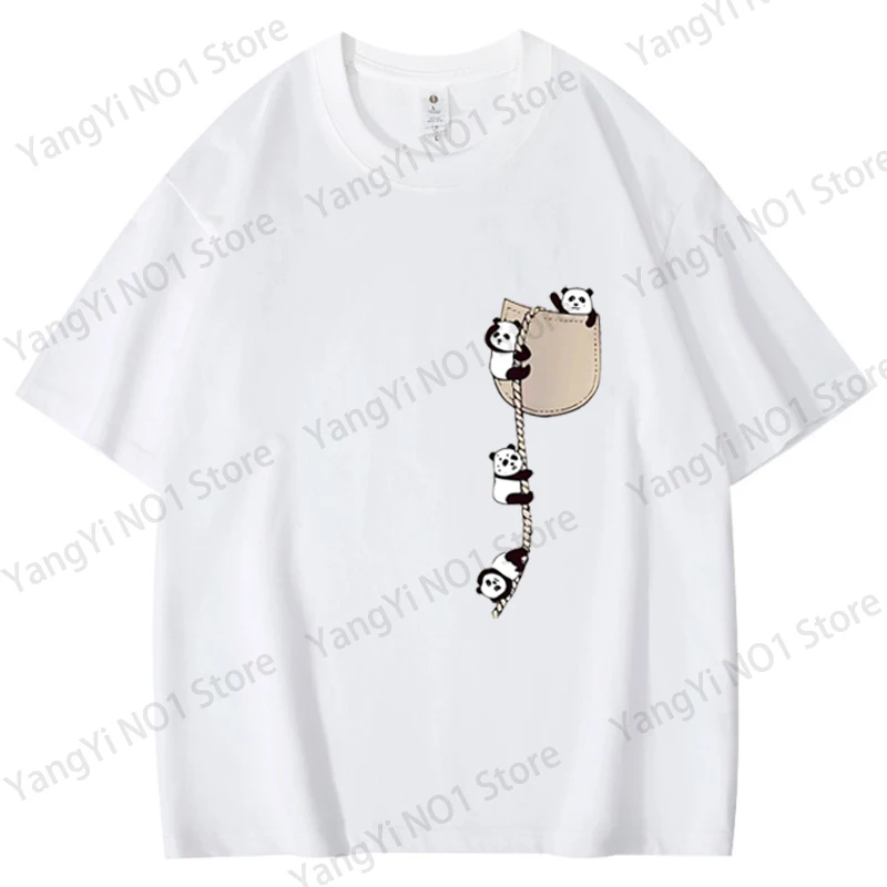 2026 Modisches Neues Design Damen Rundhals-T-Shirt mit Panda-Print, 100% Baumwolle, Kurzarm, Sommer-Baumwoll-T-Shirt, Damenkleidung – Detail 10