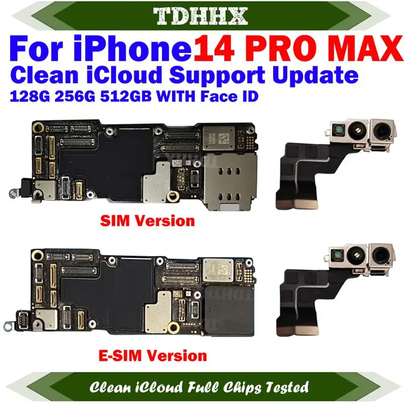 

Good American LL/A E-SIM / Dual SIM Version Logic Main Board For iPhone 14 Pro Max Clean iCloud Motherboard Full Chips Mainboard