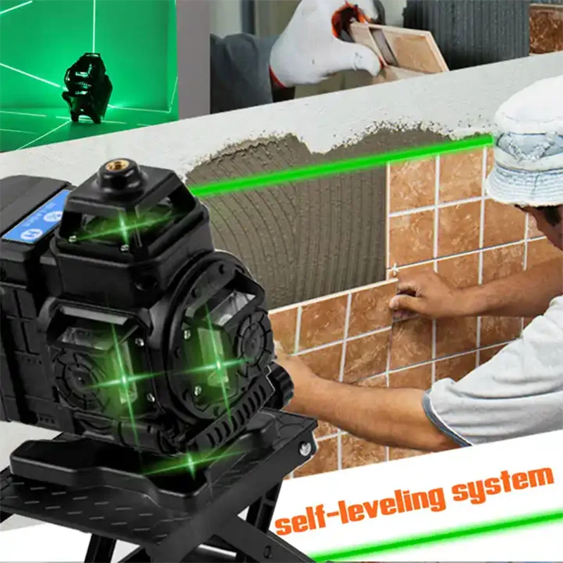 4D 16/12 /8 Lines Green Light Vertical and Horizontal Site Measuring Laser Instrument Inclined Laser Level Construction Tools