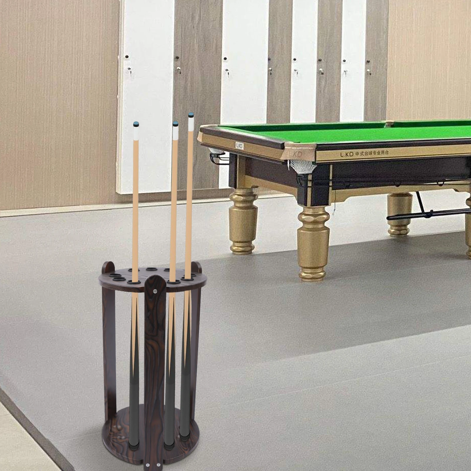 

9-Hole Billiard Cue Rack Wood Multifunctional Pool Stick Stand Holder Cue Holder for Fishing Rod Golf Club