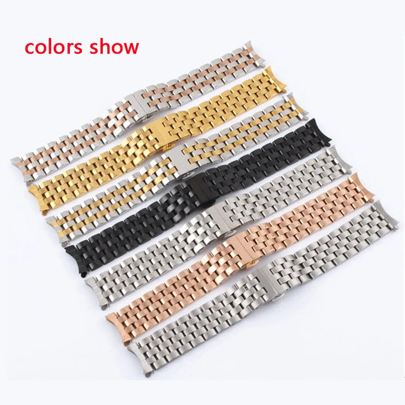 18 19 20 21 22mm For Longines Mido Curved End Stainless Steel Watchband Butterfly Buckle fit any men\'s Watch band Strap Bracelet