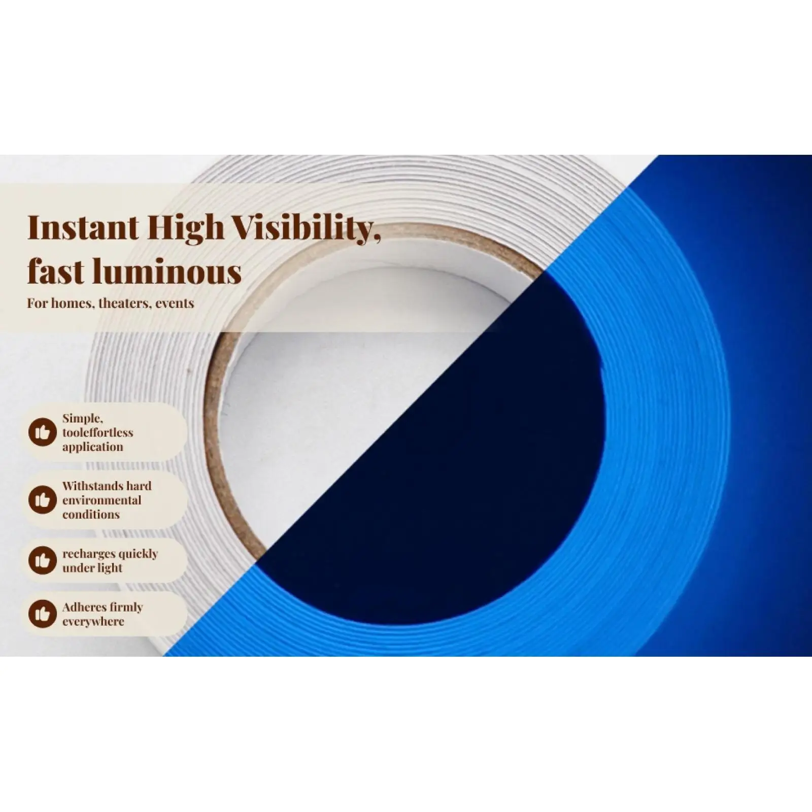 

2x Reflective Strips for Gate Posts Luminous Sticker Blue Light