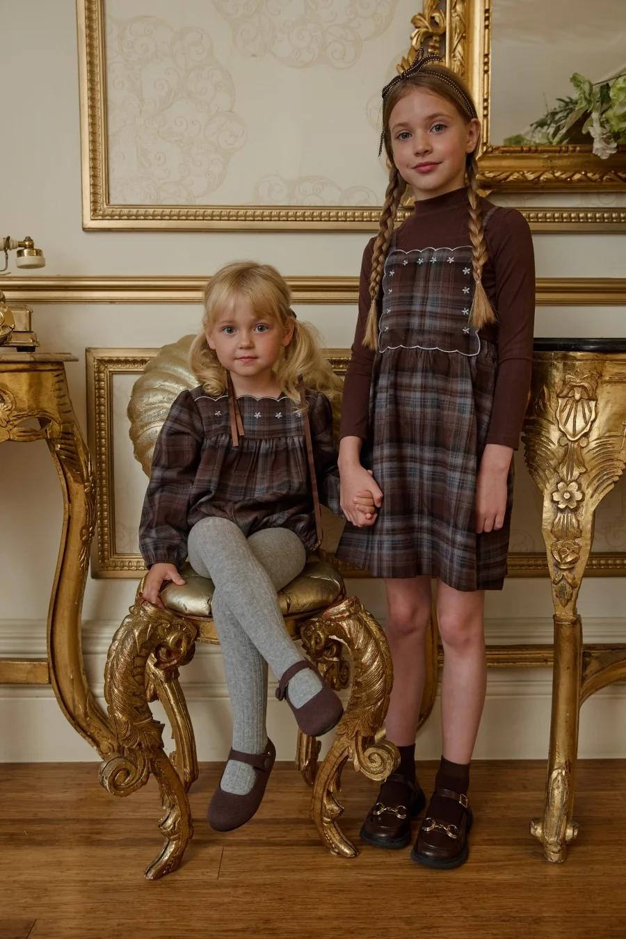 AS AW26 Chestnut Collection Brown Embroidery girls dress knitting boys brother sister family match clothes