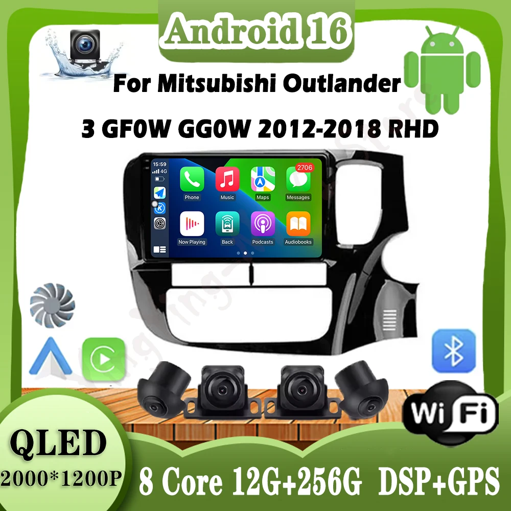 

9-дюймовый Android 16 для Mitsubishi Outlander 3 GF0W GG0W 2012-2018 автомобильный 4G стерео мультимедийное радио навигация Carplay плеер экран