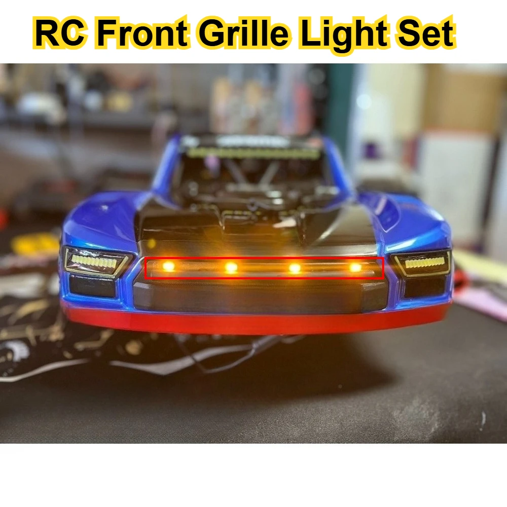 RC Front Grille Light Set 1/8 1/7 Scale for ARRMA Mojave 4S 6S custom size LED Fog Lamp Off Road Desert Truck Upgrade Parts