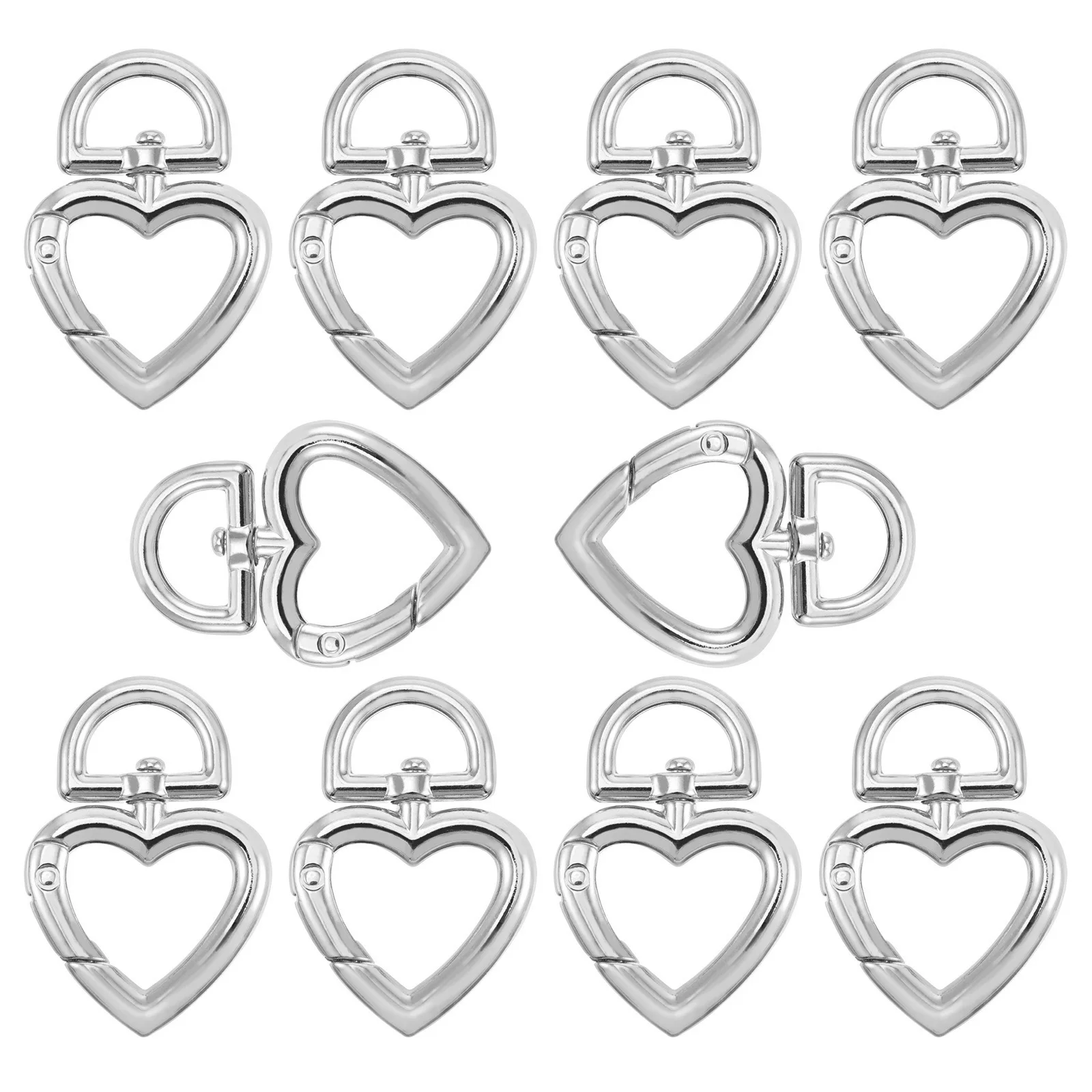 

10Pcs Zinc Alloy Peach Heart Keyring Buckle Creative Handmade Luggage Decoration Metal Love Pendants Versatile