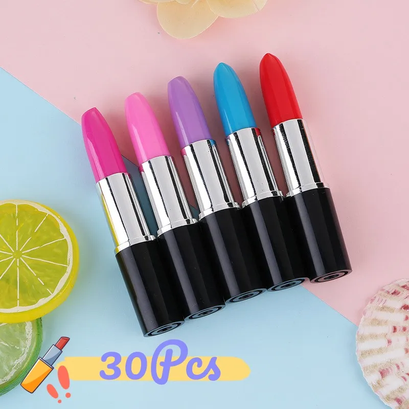 30Pcs/Lot Creative Simulation Makeup Lipstick Ballpoint Pen Cute Student Ball Pen Kids School Stationery Office Writing Supplies