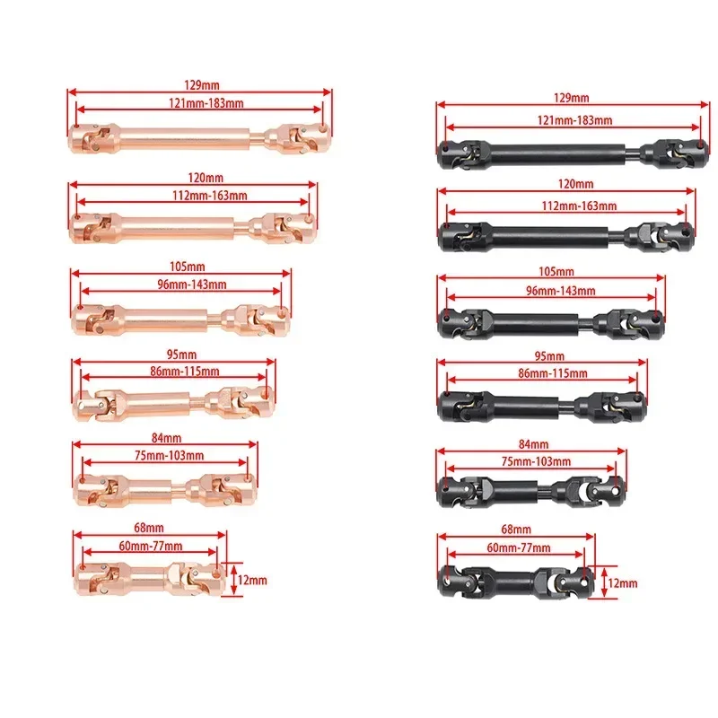 Metalowy wałek napędowy do obróbki CNC dla 1/10 gąsienica RC oś samochodu SCX10 Capra Wraith Trxs TRX4 TRX6 Redcat GEN8 CC01