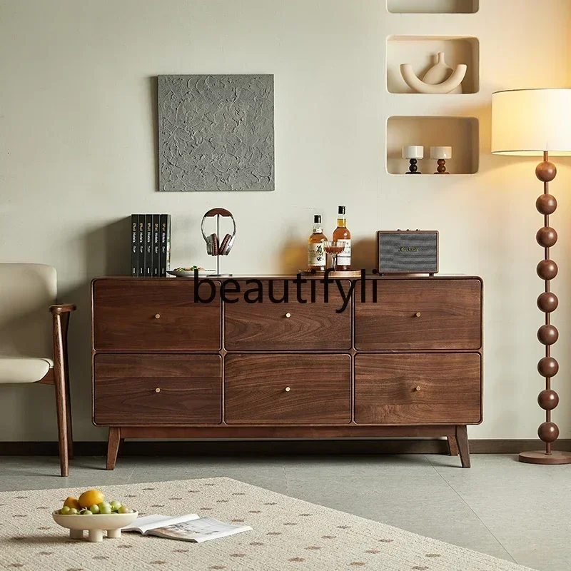 

Black walnut six-chest cabinet, all solid wood chest cabinet