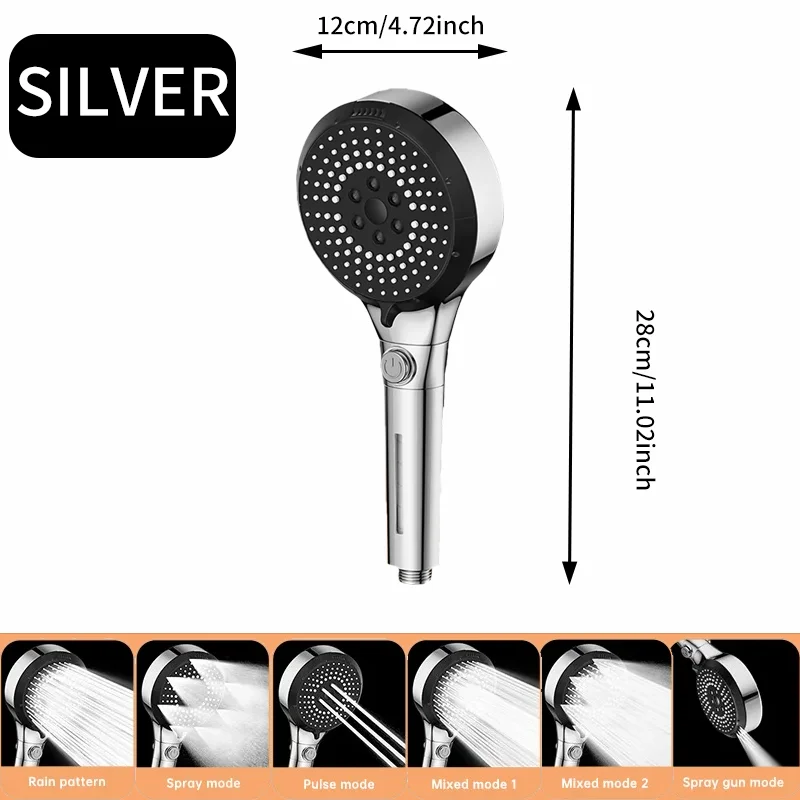 

6 Jet Modes Shower Head High Pressure Large Flow Rainfall Water Saving Economical Shower Head Spray for Bathroom Accessories
