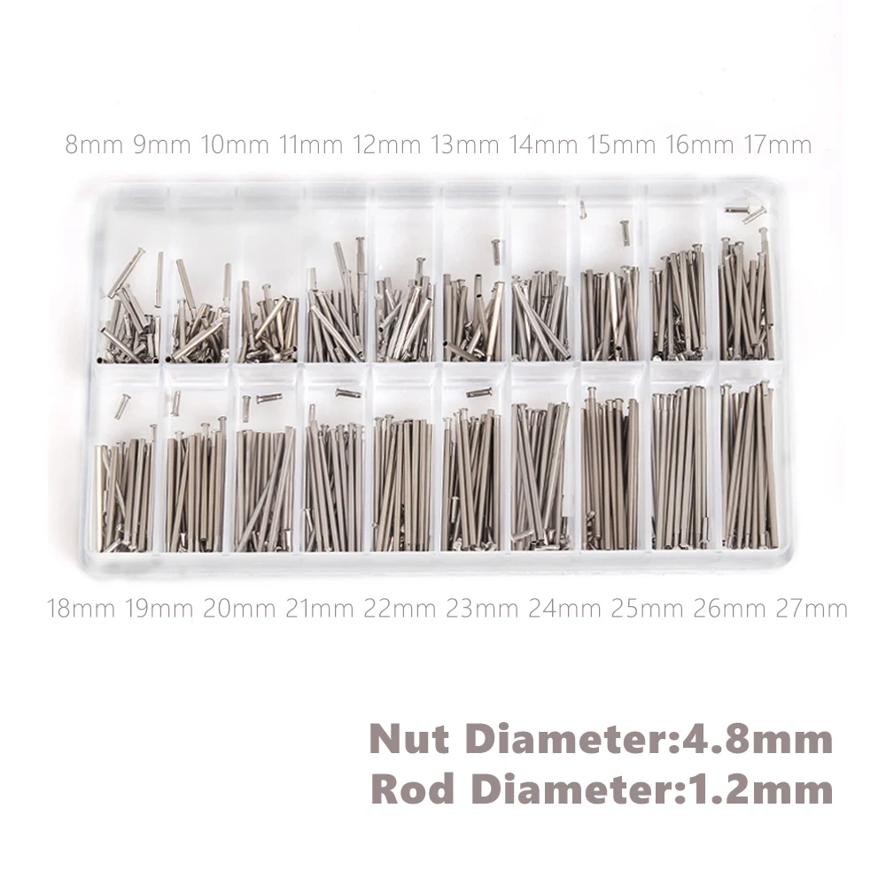 Edelstahl-Uhrenarmband, Federsteg, Verbindungsstifte, Reparaturwerkzeug, Uhrenteile, Kabelschraube, Größe 10–28 mm/8 mm–27 mm