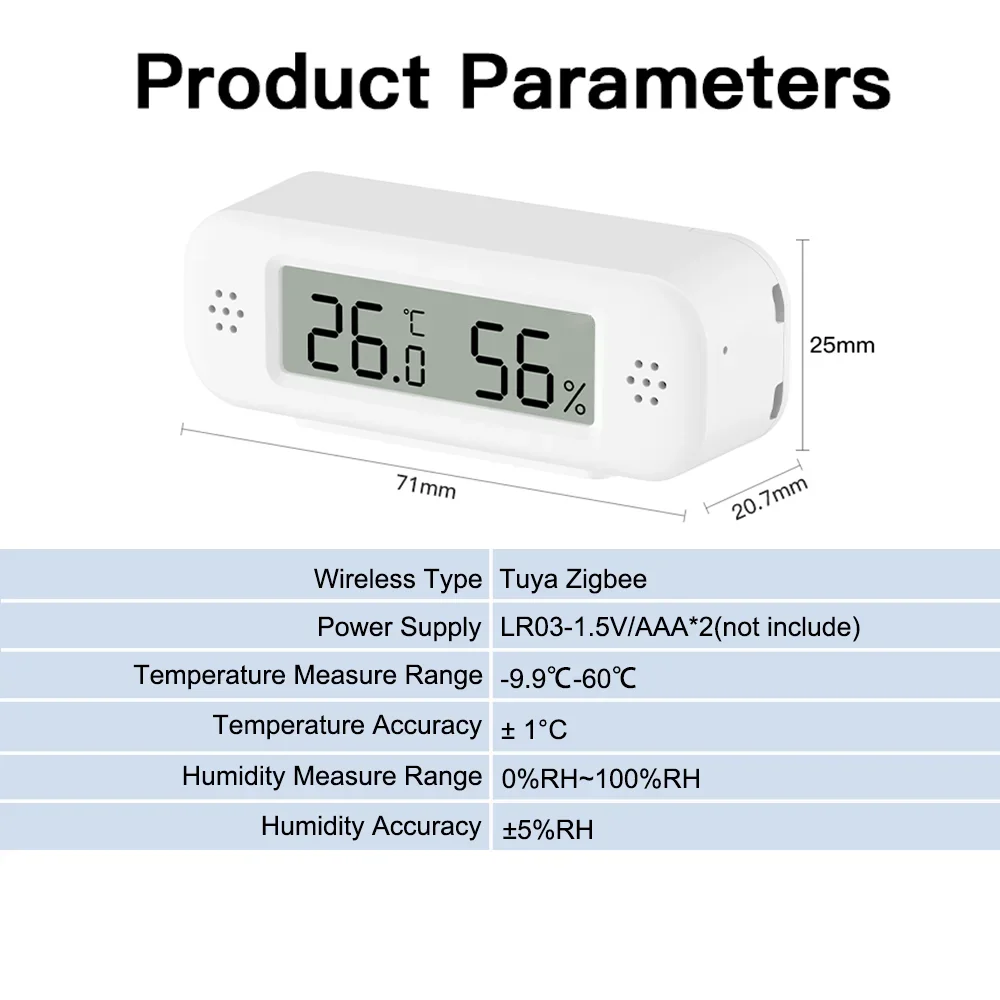 Afbeelding 7: Tuya Zigbee 3.0 Mini Temperatuur-vochtigheidssensor Thermometer Hygrometer Werkt met Home Assistant Zigbee 2MQTT ZHA Yandex Alexa