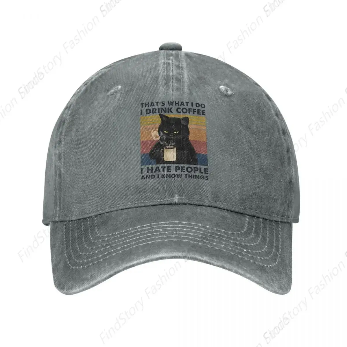 

A Funny Cat Baseball Cap Unisex Vintage Trucker Denim Hat Adjustable Cowboy for Men Women Casual Hip-hop Sports