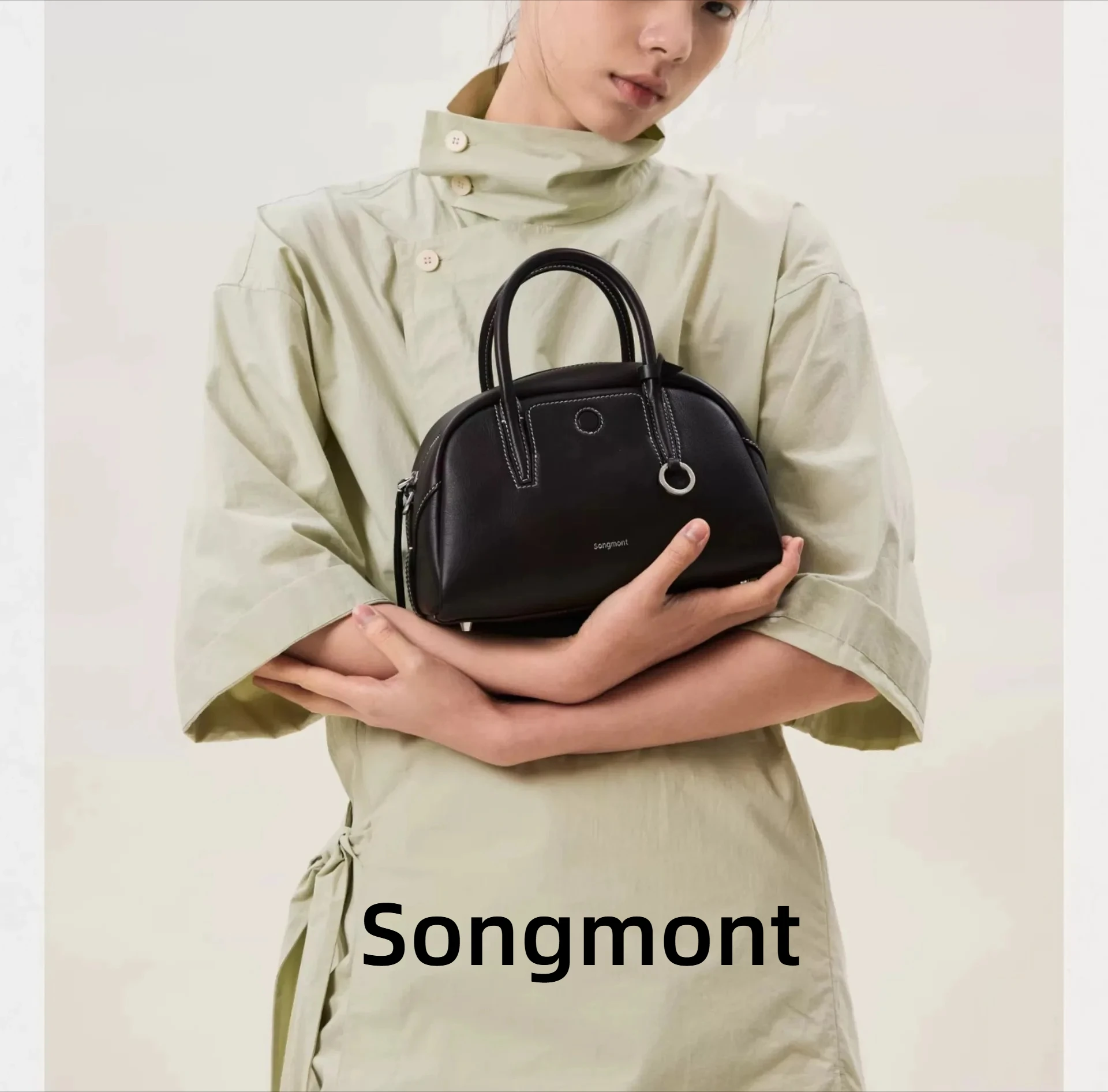 

Songmont Mini Bowling Purse - Tracing Series Boston Style Bag with Crossbody Strap