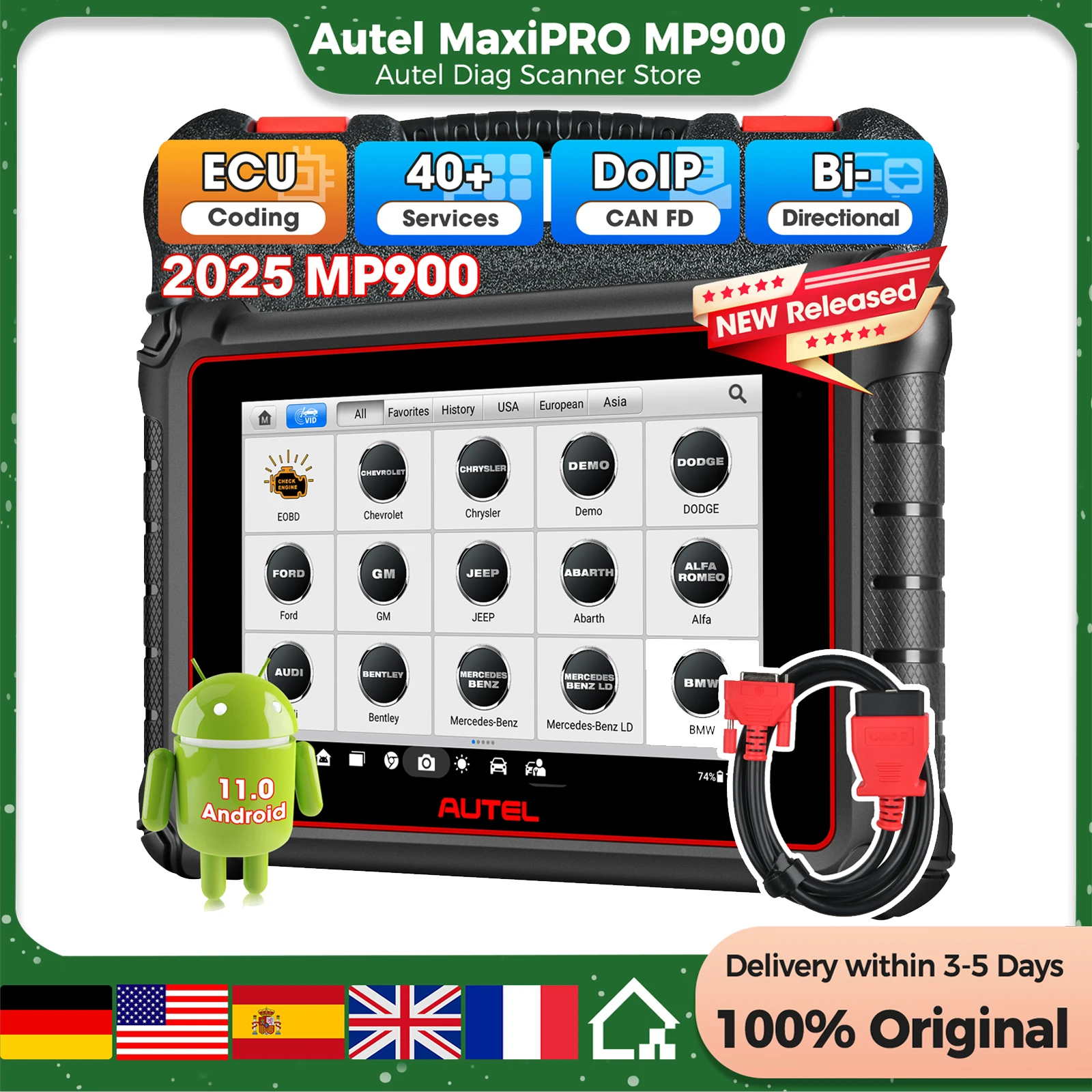 Autel MaxiPRO MP900, 2024 Newer of MS906BT MP808BT PRO MK900 MX900 MK808S, ECU Coding & Bidirectional 3000+ Active Test