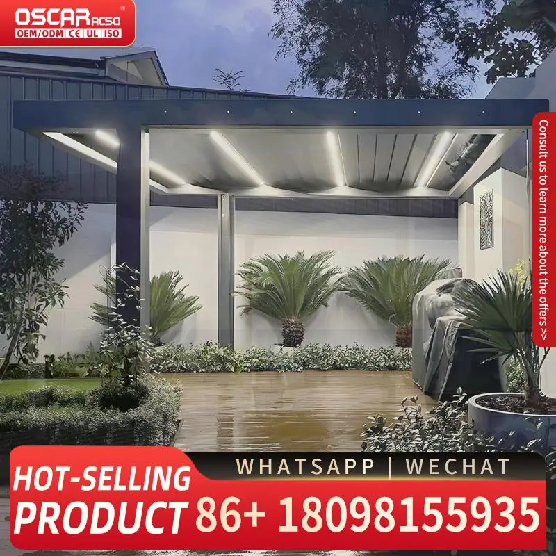 جودة عالية بمحركات 3x3 3x4 4x6m هيكل ألومنيوم مناخ حيوي خارجي لحديقة فناء شرفة العريشة #2