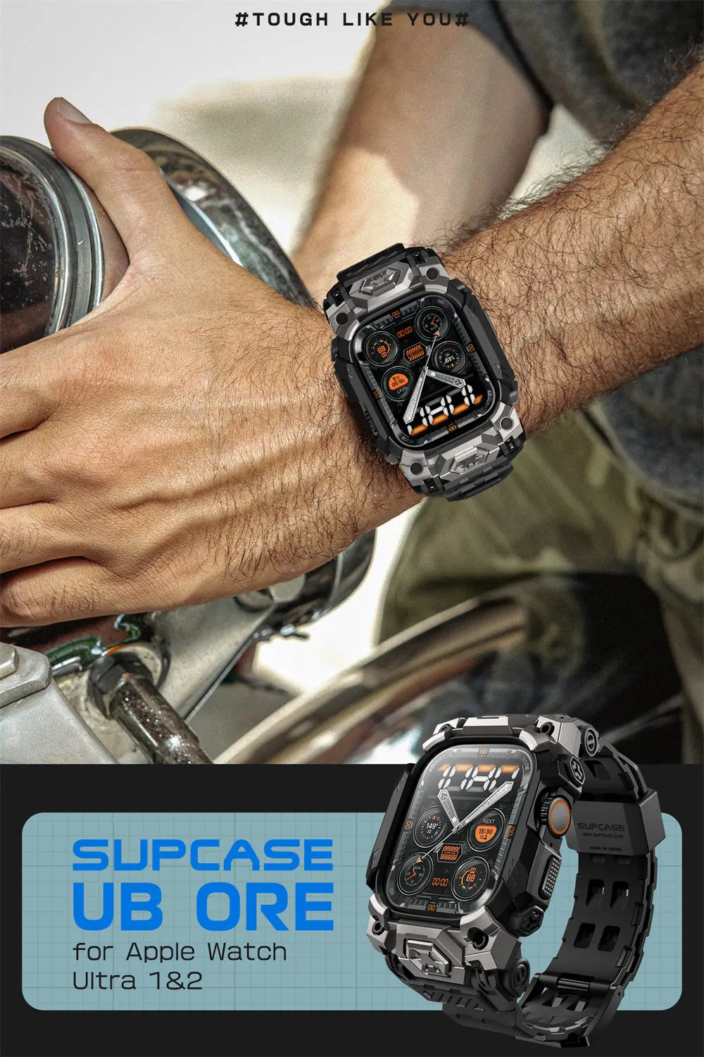For Apple Watch Ultra 4/3/2/1 Case 49mm (2026-2022) SUPCASE UB Erz Robustes Sport-Herren-Stoßstangengehäuse mit verstellbarem Riemenband – Detail 15