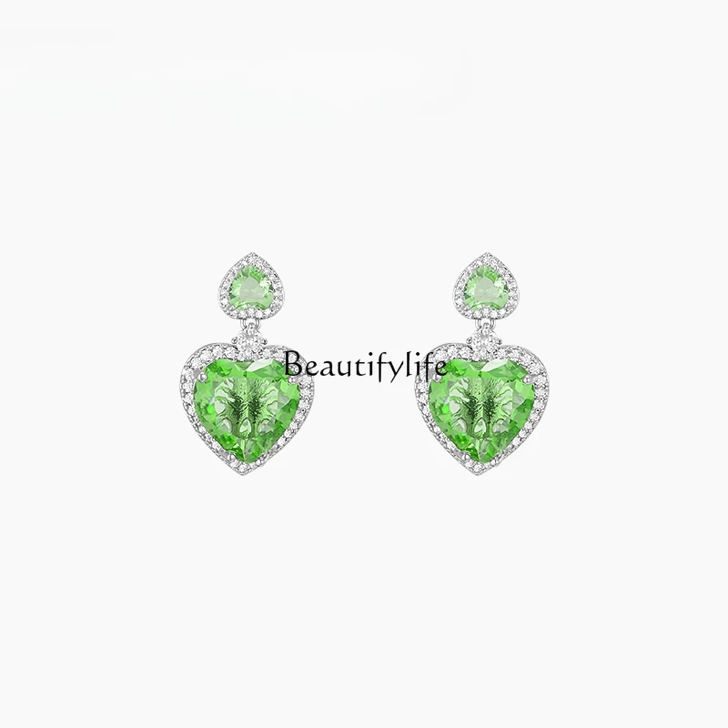 Niche Rhinestone Three-Dimensional Love Heart Earrings 2022 New Trendy Earrings Light Luxury High-Grade Sweet Cool