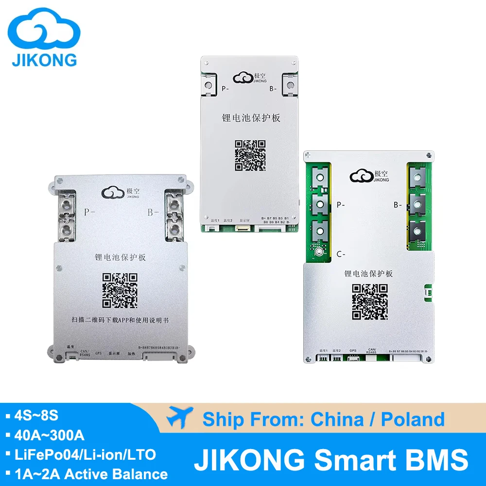 

JIKONG 8S Active BMS 1A 2A Active Balance Smart BMS with BT RS485 Bluetooth 40A 100A 200A 300A Lifepo4 Li-Ion Lto Battery