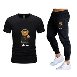 Summer Fashion Men's Tracksuit T-shirt  Set Leisure Short Sleeve And Thin Pants Set Jogging Gym Suit Clothing