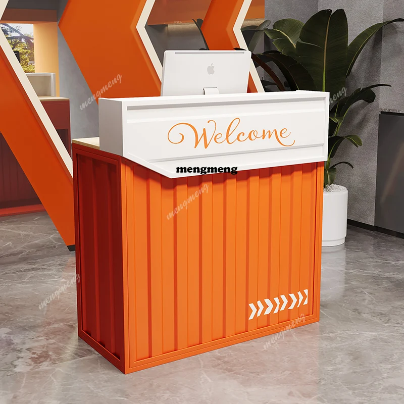 

Green Orange Reception Desks Vintage Storage Classic Luxury Reception Desks Corner Modern Rezeption Theke Office Furniture
