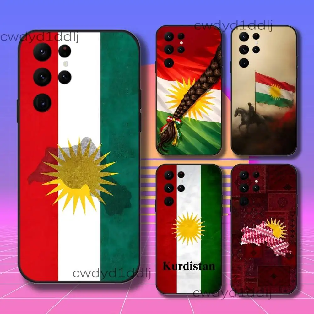 

K-Kurdistan Flag Map Logo Phone Case For Samsung S10,S21,FE,S21 ,S26,S25,S24,S23,Ultra,S9,S22,Plus Black Shell Cover