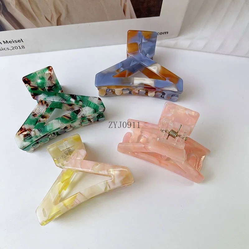 * جديد المتخصصة تصميم الرجعية 6.5 سنتيمتر الثلاثي الجوف الملونة العنب كليب عالية الجودة حمض الخليك القرش كليب إكسسوارات الشعر