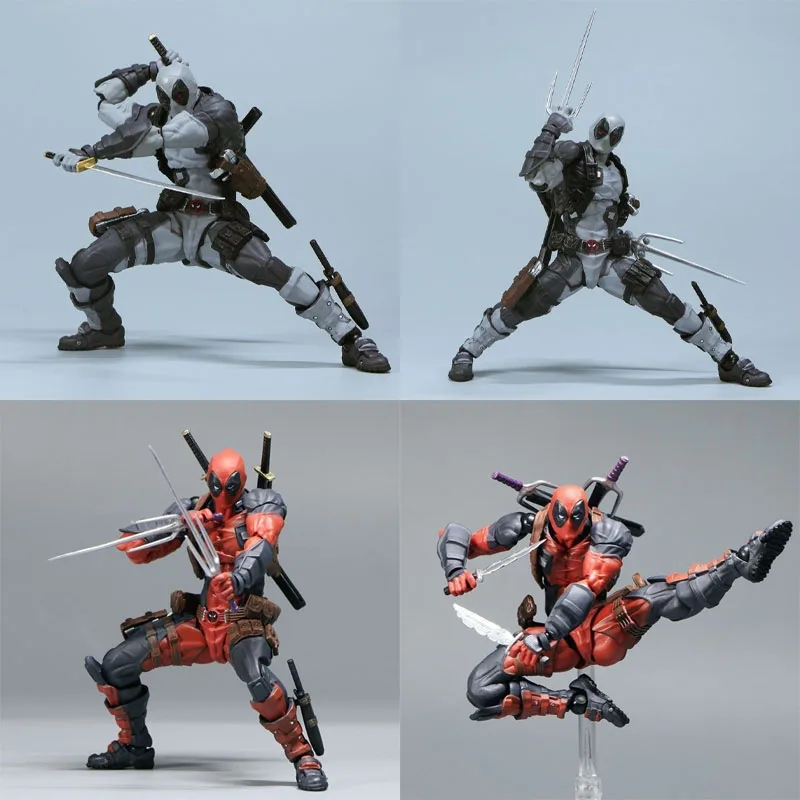 Figura de Acción Deadpool Ver.2.0 Amazing Yamaguchi 025EX, Muñeco Articulado con Cabezas Intercambiables y Accesorios, Modelo Coleccionable