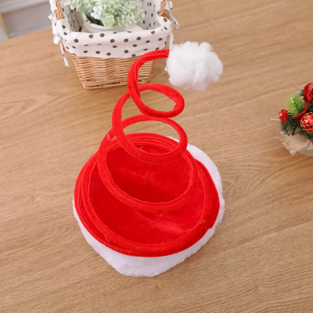 

Christmas Decoration Hats Red Coiled Brim Pom Pom Santa Hat For Party Favors Holiday Costume Accessory Photo Props