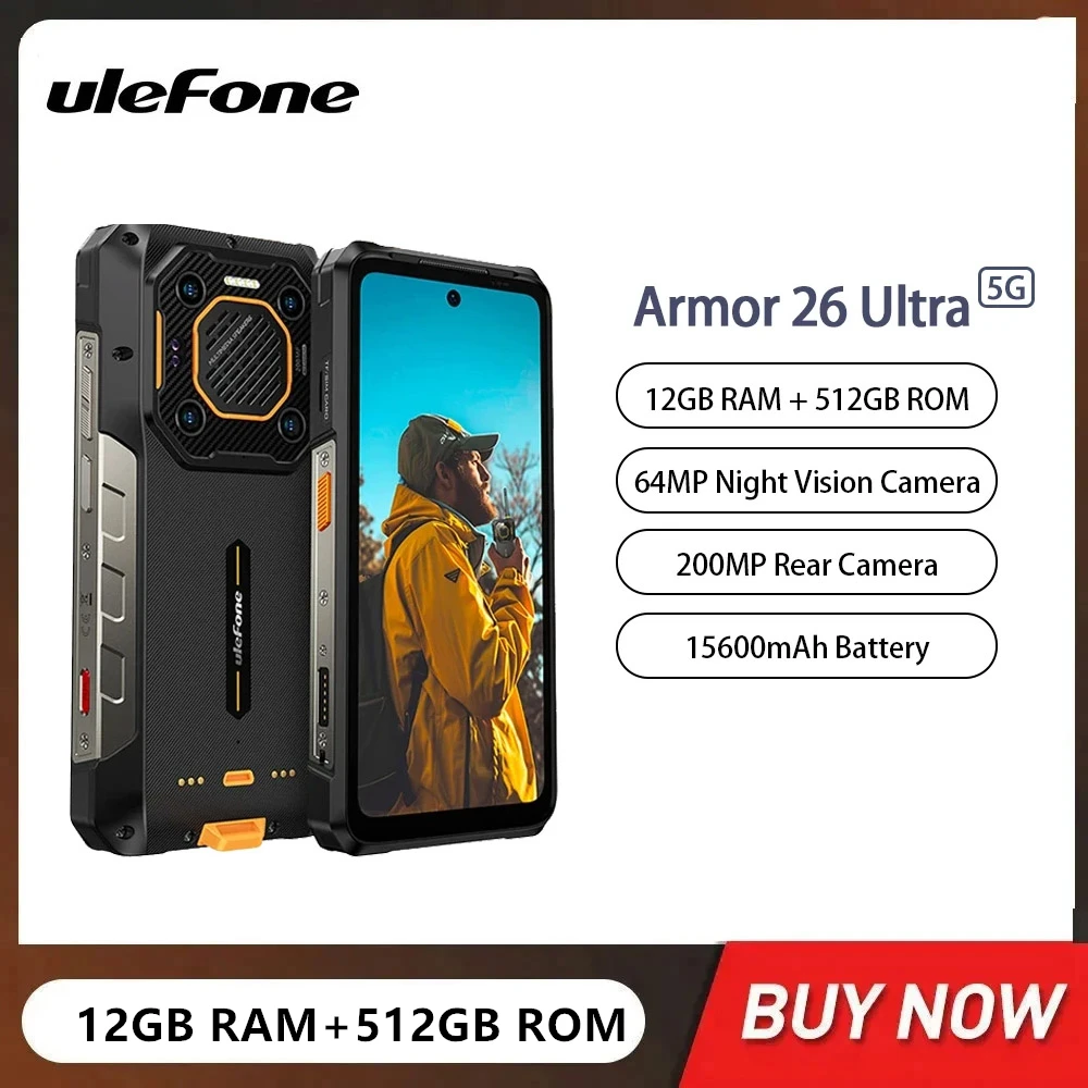 Ulefone-Smartphone Armor 26 Ultra Robuste 5G, 6.78 Pouces, Octa Core, 12 Go + 512 Go, Téléphone Portable Android, 15600mAh, 120W, Charge Rapide, NDavid