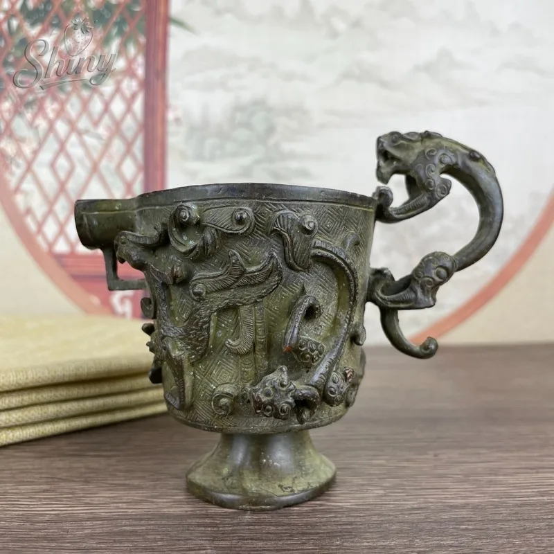 

Antique Glass Dragon Cup Copper Wine Glass Ornaments Avian Wine Wine Glass Home Decoration Ornaments