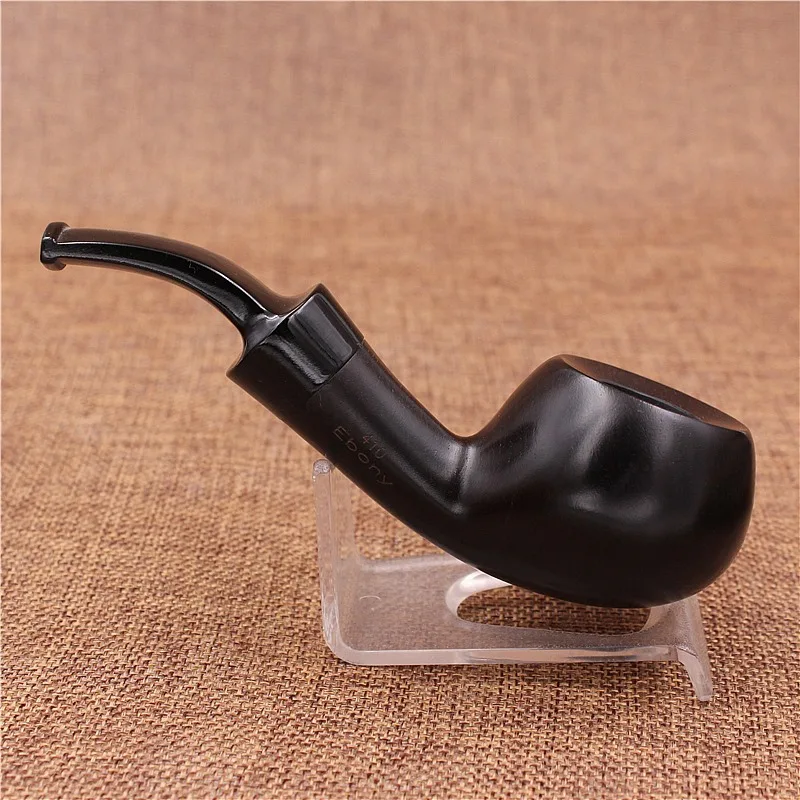 Classic Long Ebony Wood Solid Churchwarden Wooden Bent Smoking Pipe Tobacco Pipe Smoke Tube Fit For 9mm Filters Gift For Father