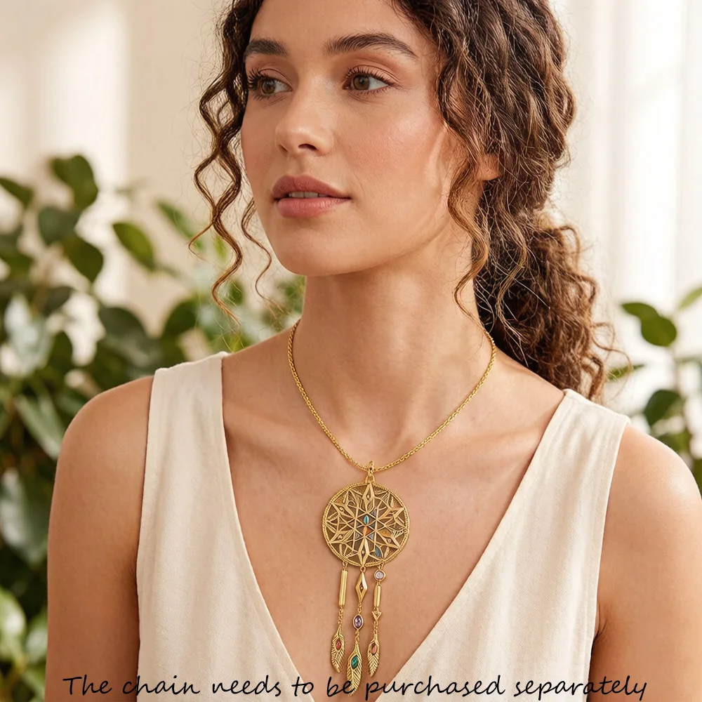Pendant Large Lucky Dreamcatcher,Summer Brand New Fine Jewelry Europe Golden S925 Sterling Silver Gift For Women