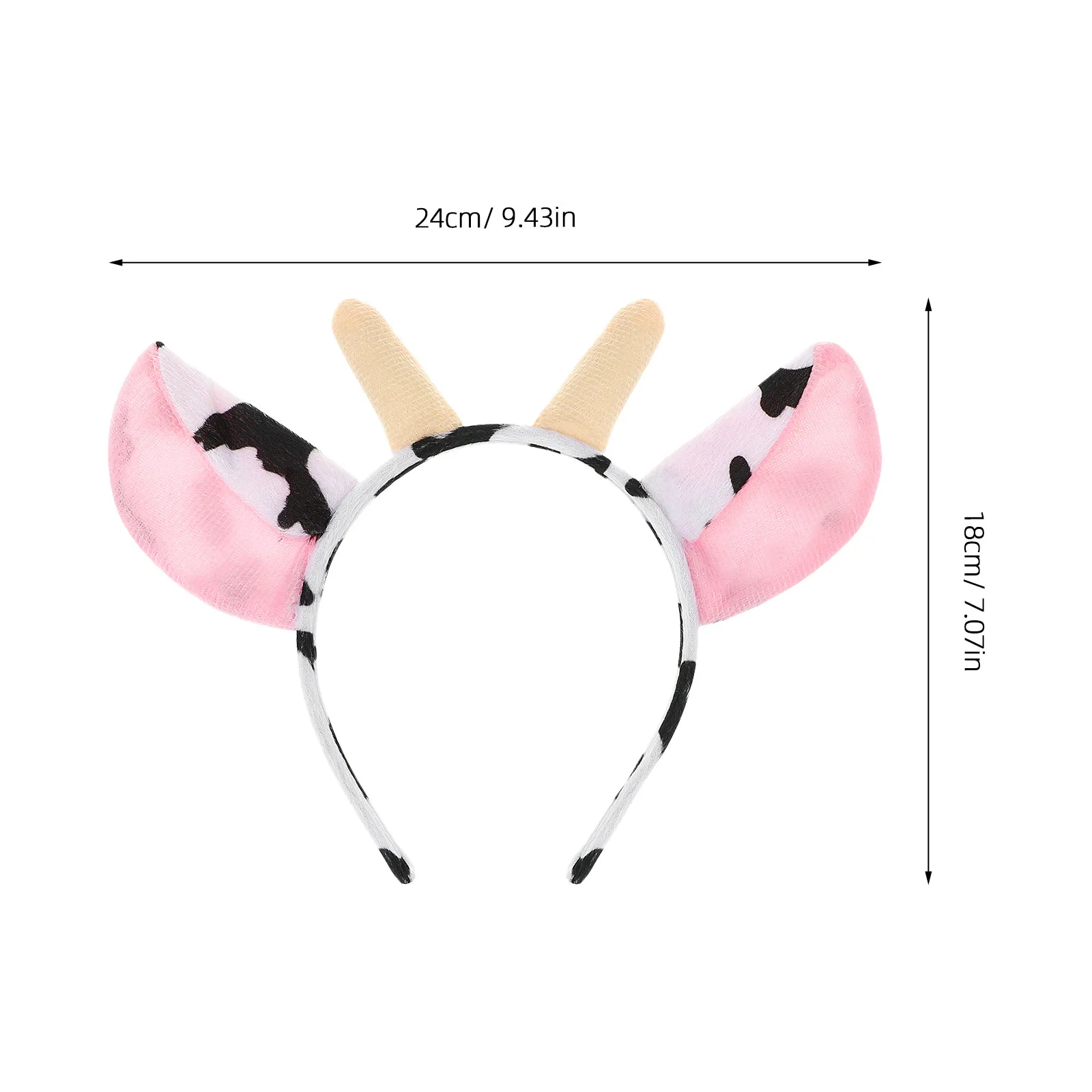 5Pcs Cow Pattern Headband with Ears Horns Farm Animal Costume Hair Hoop for Adults Kids Birthday Halloween Carnival Dress Up