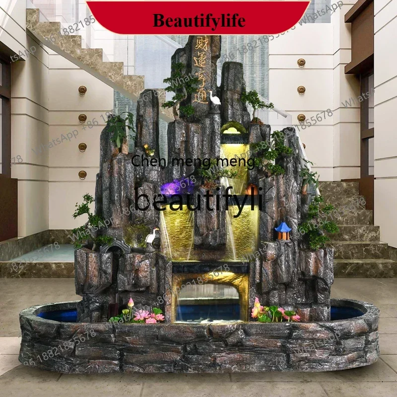 

D178 Large rockery waterfall to attract wealth, courtyard landscaping decoration terrace, floor-to-ceiling landscape ornament