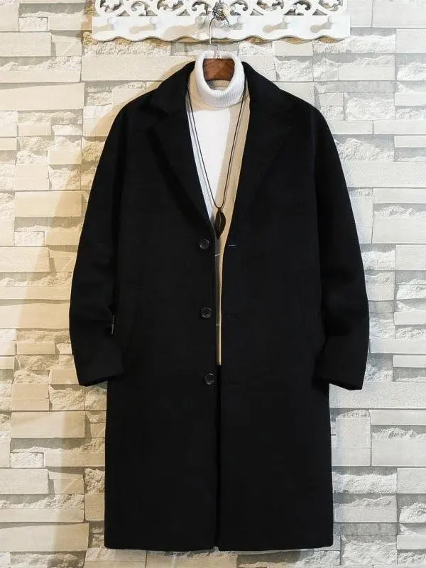 

Мужское шерстяное пальто выше колена, длинное корейское студенческое пальто Faion Briti Sle, свободная футболка большого размера, пальто Quarter Sve