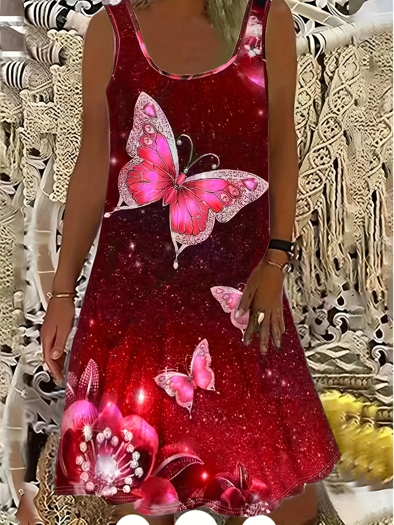 Sukienka na lato 2025, codzienna, z nadrukiem 3D motyla, bez rękawów, w stylu Y2k, odzież damska, ubrania dla dziewczyn.