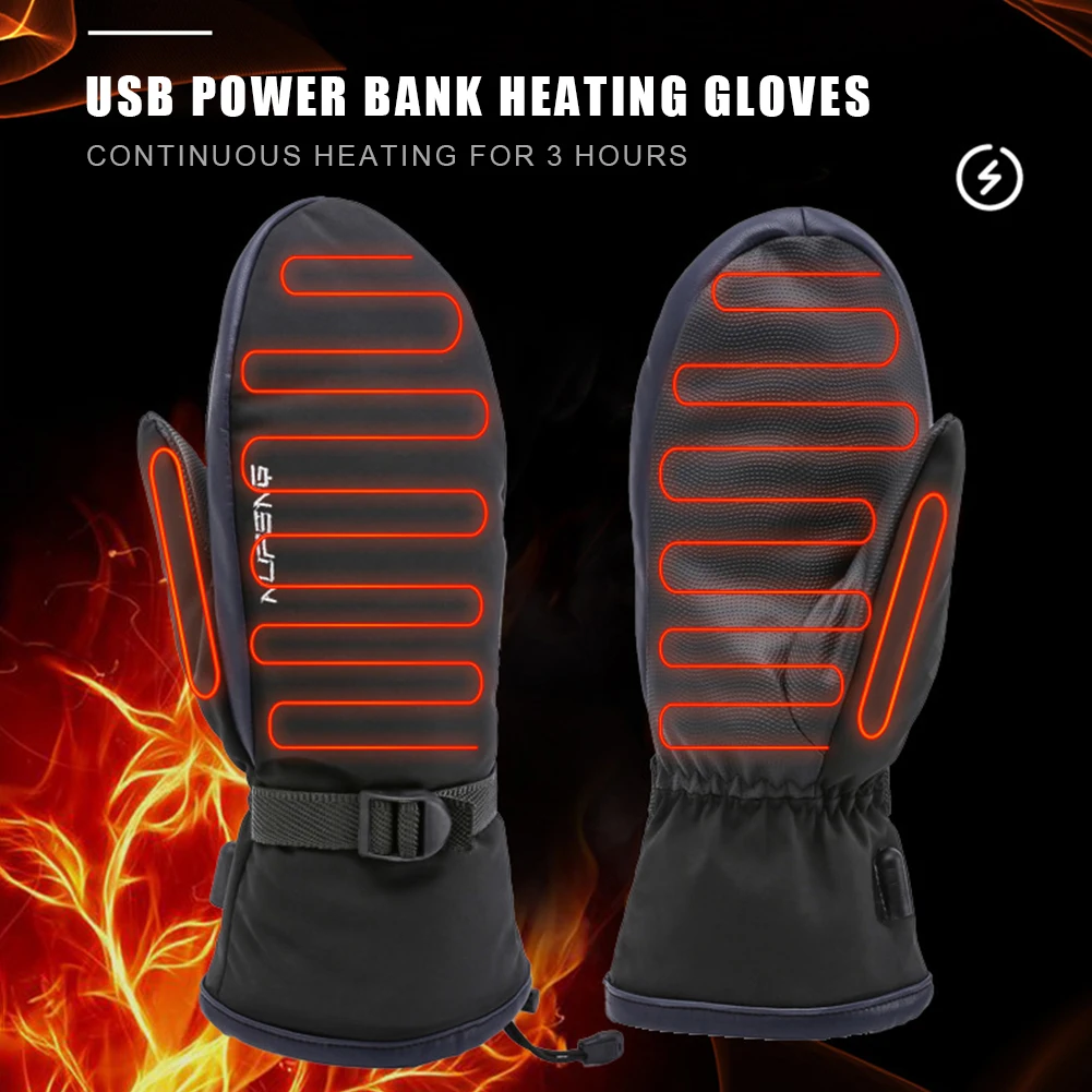 Electric Heating Gloves Thickened Fleece Winter Windbreaks Heated Gloves 3 Gear Temperature Cycling Ski Motorcycle Rider Gear