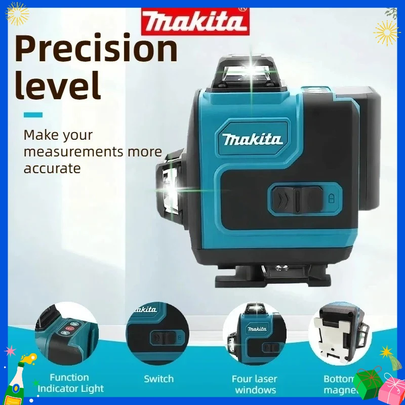 

Высокоточный 16-линейный лазерный уровень Makita с зеленым лучом, настенный, портативный, самовыравнивающийся