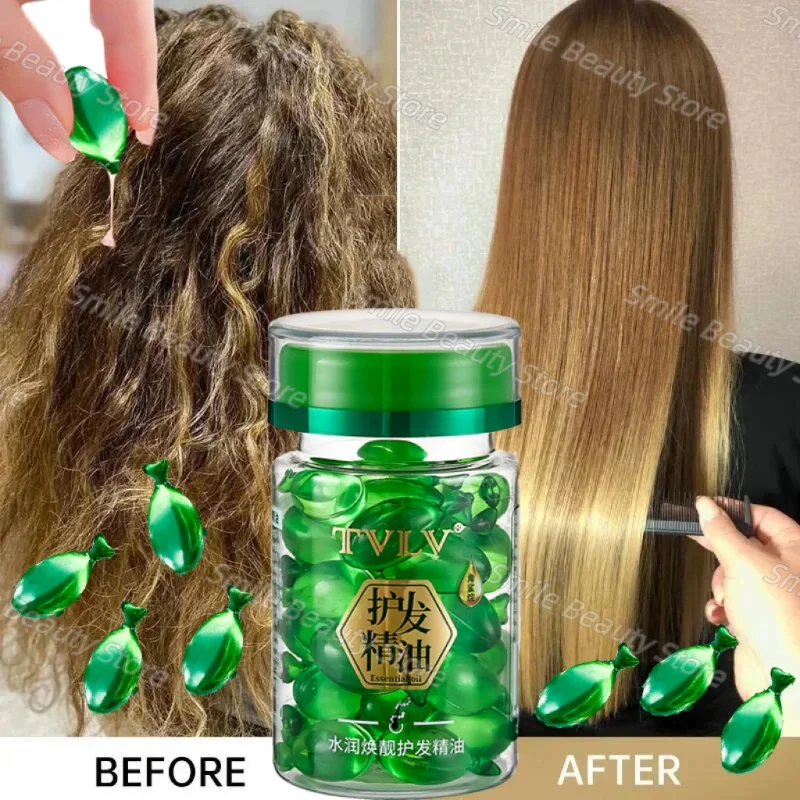 Hair Vitamin Capsules Keratin Serum Oil Anti Hair Loss Repair Damaged Dry Frizzy Hair Restore Soft Shiny Nourishing Hair Care