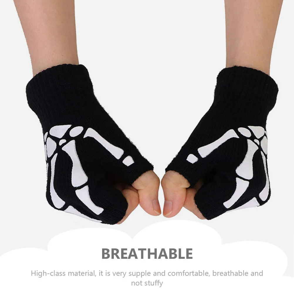 

Luminous Skull Halloween Fingerless Decorative Accessories Men Women Universal Acrylic Fiber Breathable