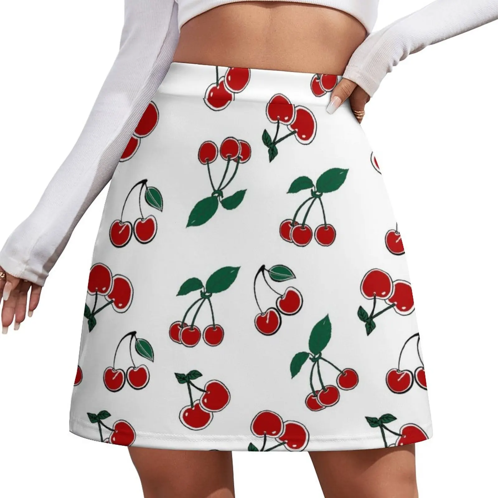 

cherries pattern, cherries lover, cherries Mini Skirt skirts for womens Women's skirts outfit korean style Mini Skirt