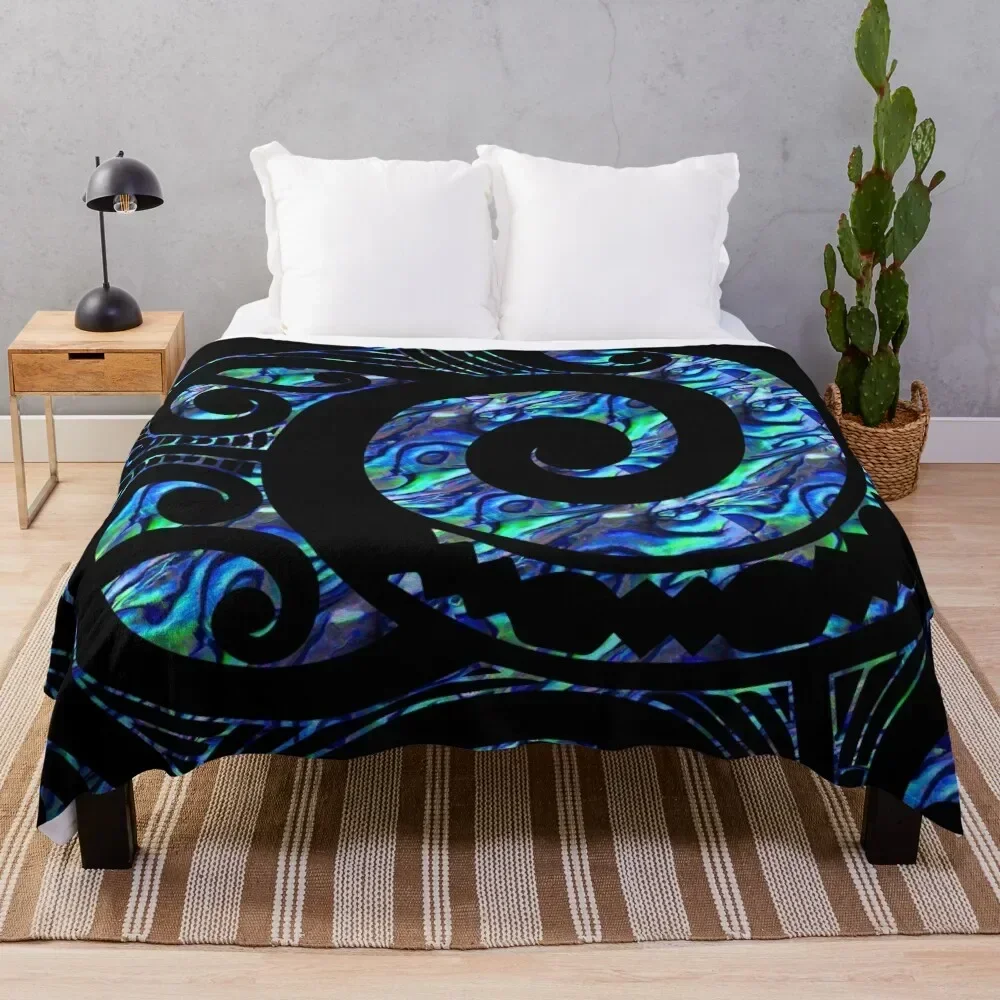 New Zealand Maori Paua Tattoo Koru Design Throw Blanket Sofa Throw Personalized Gift Blankets